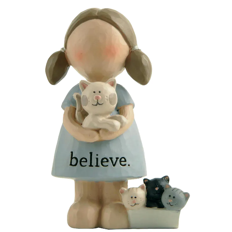 Factory Handmade Girl Angel and Cat- Believe Home Decoration, Gifts for Relatives and Friends, 3.39'' Tall 211-13214