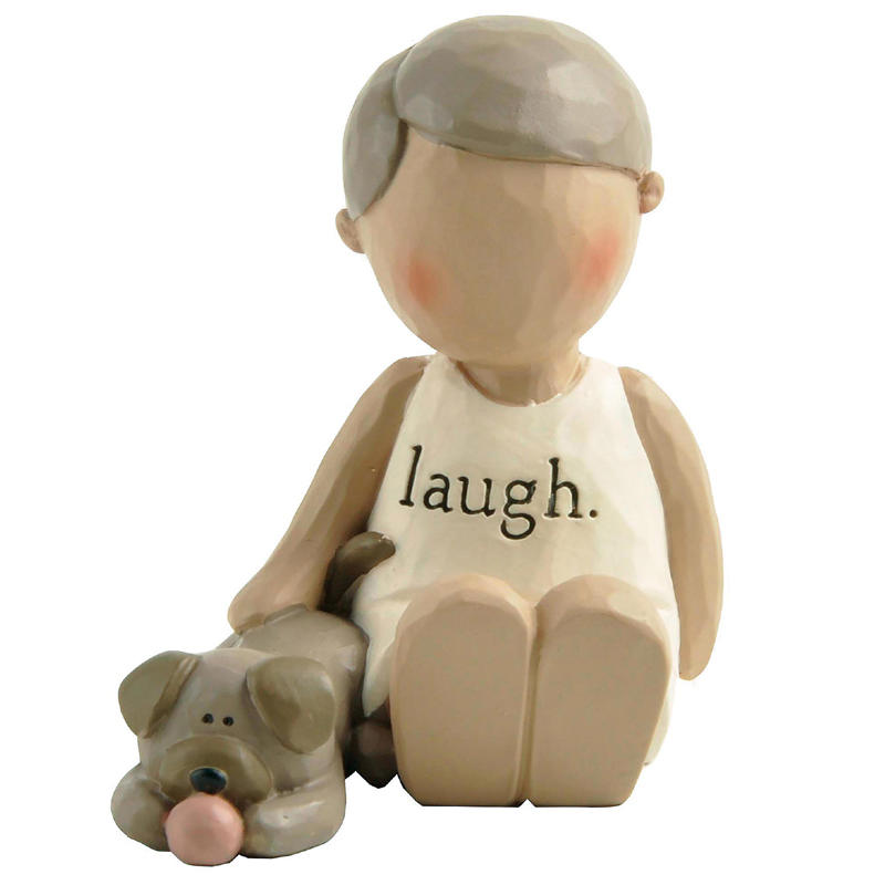 Home Decoration Boy Angel and Dog- Laugh , Gifts for Relatives and Friends, 2.72'' Tall 211-13215