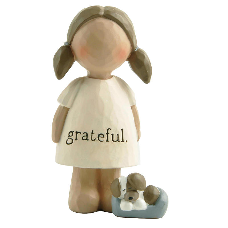 Factory Handmade Girl Angel Dog- Grateful, Thanksgiving, Birthday Gifts, Room Decoration 3.43'' Tall 211-13218