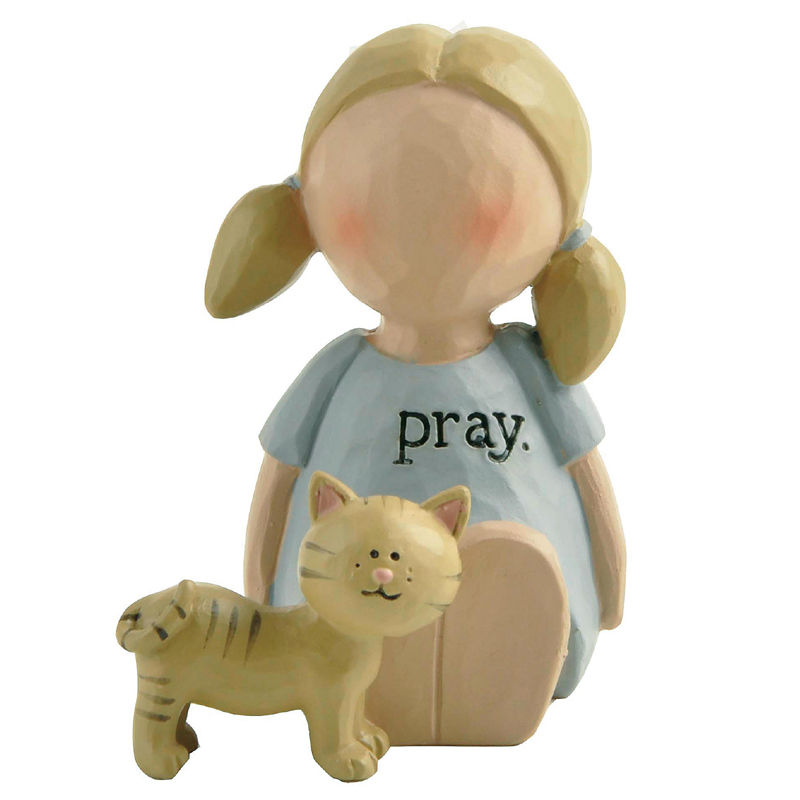 Factory Handmade Girl Angel Cat- Pray, Home Decoration Small Statue Collection Gift Giving Preferred 2.72'' Tall 211-13219