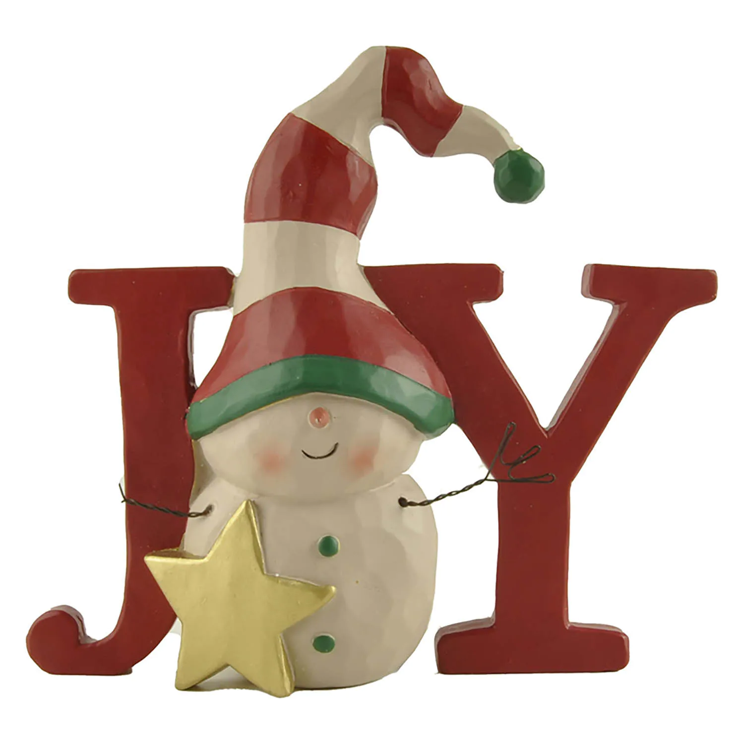 Wholesale Cute Resin Figurine 4.49 Inch Snowman Statues with JOY Plaque for Christmas Gift Home Decor 218-13105