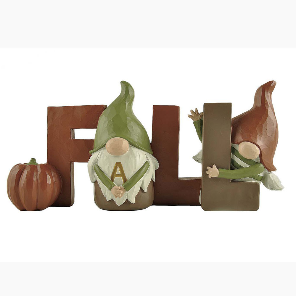 Factor Handmade  Resin  Figurine 3.82 Inch Gnomes Statue w Fall Block for Thanksgiving 226-13435