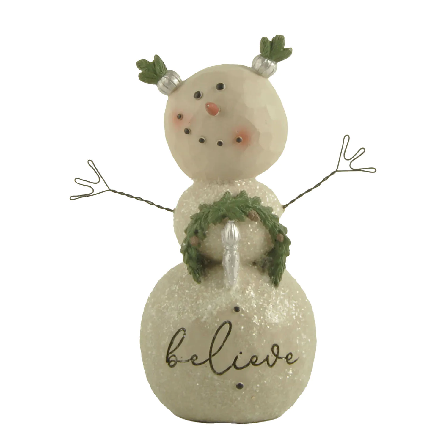 Factory Handmade 4.41 Inch Tall Resin Statue Snowman w Wreath-believe for Christmas 228-13531
