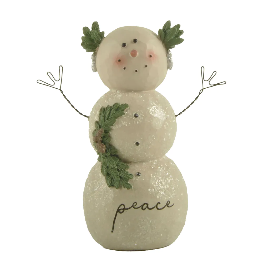 New Design Resin Craft Cute Snowman w Wreath-peace Perfect Choice for Christmas Day 228-13530
