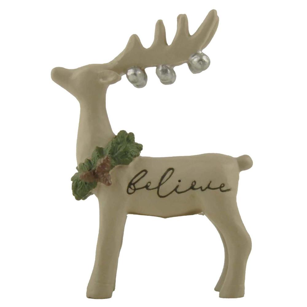 In Stock 2.76 Inch Tall Statue Believe Reindeer w Christmas Wreath Deer Figurine for Holiday  228-13533