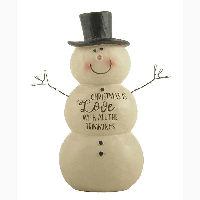 New Design Resin Craft Cute Snowman “snowman -Christmas love with trimmings ” Perfect Choice for Christmas Day 228-13410