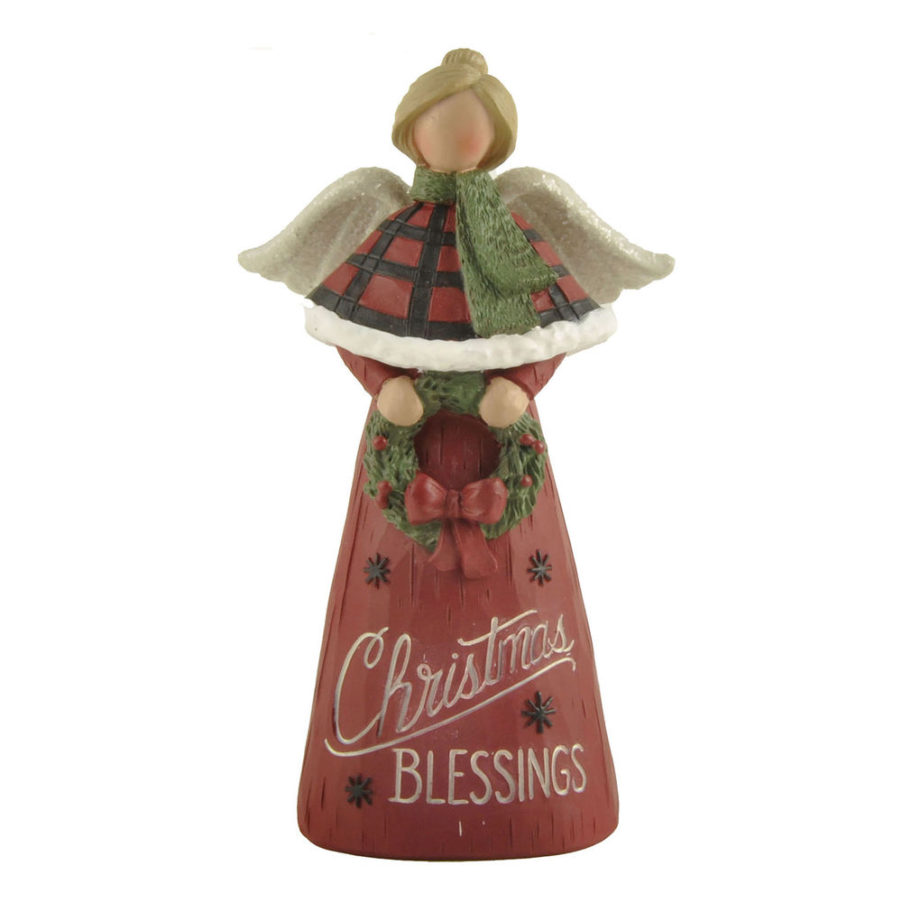 2023 New Launch Polyresin Christmas Angel Figurine Holiday Angel with Wreath Christmas Decoration Supplies228-13571