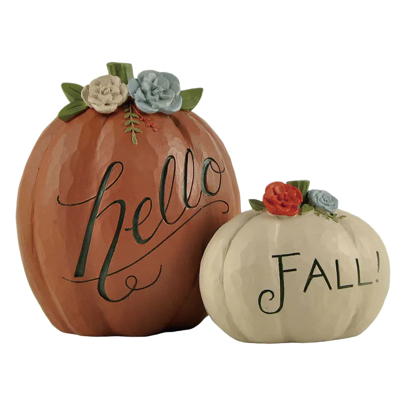 Wholesale fall decorations——4.02'' Tall Hello Fall Pumpkin Figurine.