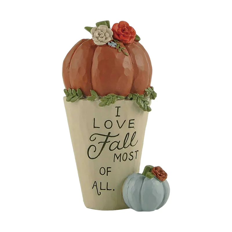 Amazon Hot Sale Fall Decorations, Pumpkin in bucket-I Love Fall Most of All 3.46'' Tall, Tabletop Decorations.