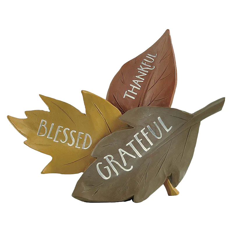 Factory Handmade Blessed, Grateful, Thankful Leaves Figurine, Decorative Room Decorations With Letters and Autumn Leaves 3.54'' Tall 226-13444