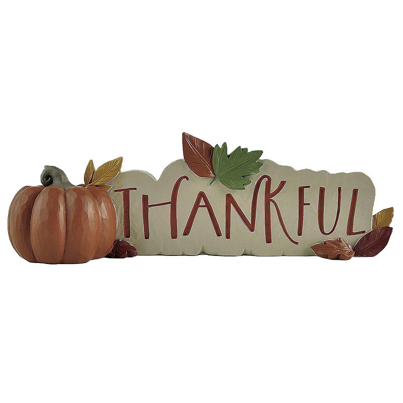 Factory Direct Supply Thankful Block With Pumpkin Leaves, Decorated Halloween Gifts in Autumn 2.83'' Tall 226-13445
