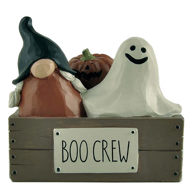 Factory Handmade Boo Crew Block Dwarf Halloween Decoration With Letters Pumpkin Seasonal Gift 2.95'' Tall 226-13446