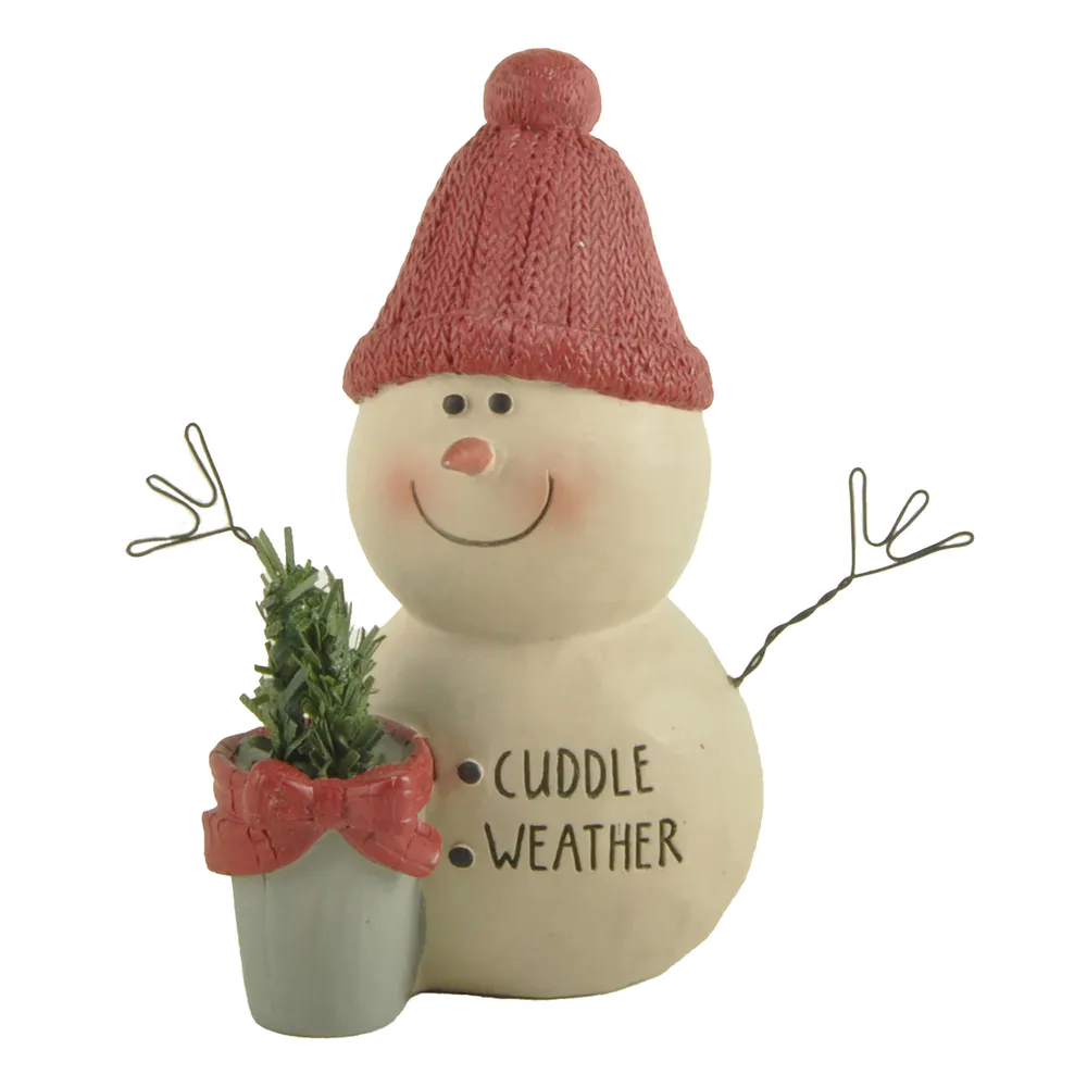 Wholesale Resin 3.54 Inch Tall Figurine Snowman with bucket for Christmas 228-13409