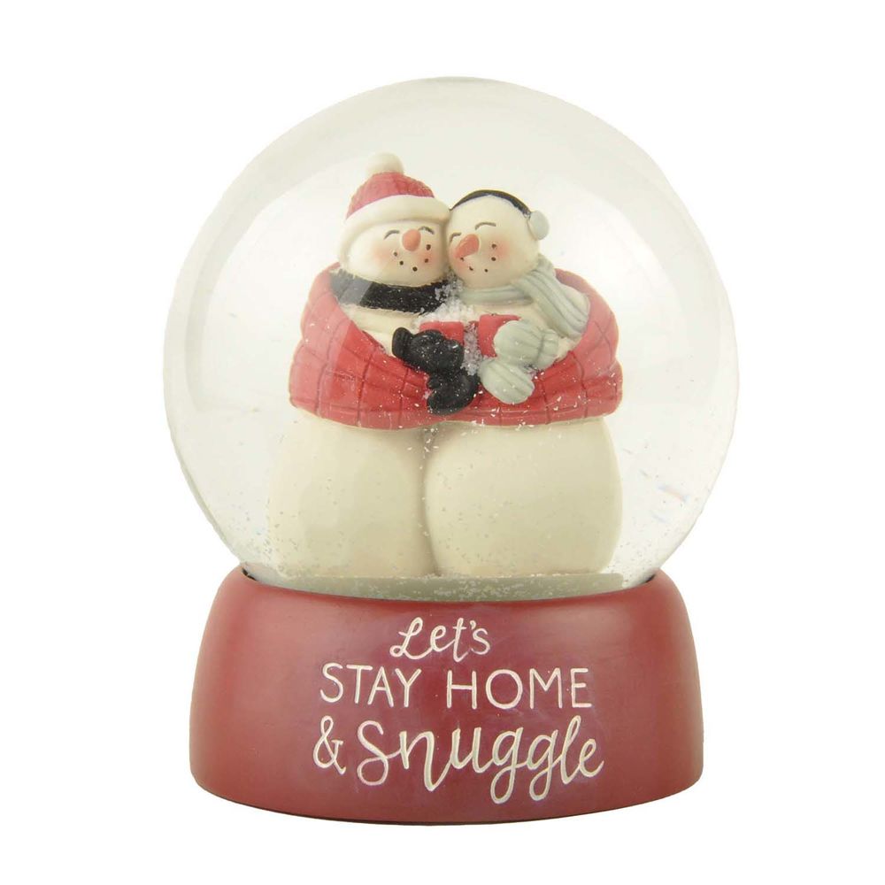 Customize Resin 100mm Snow Globe Christmas Snow Globe Let's Stay Home & Snuggle Chiristmas Snow Globe