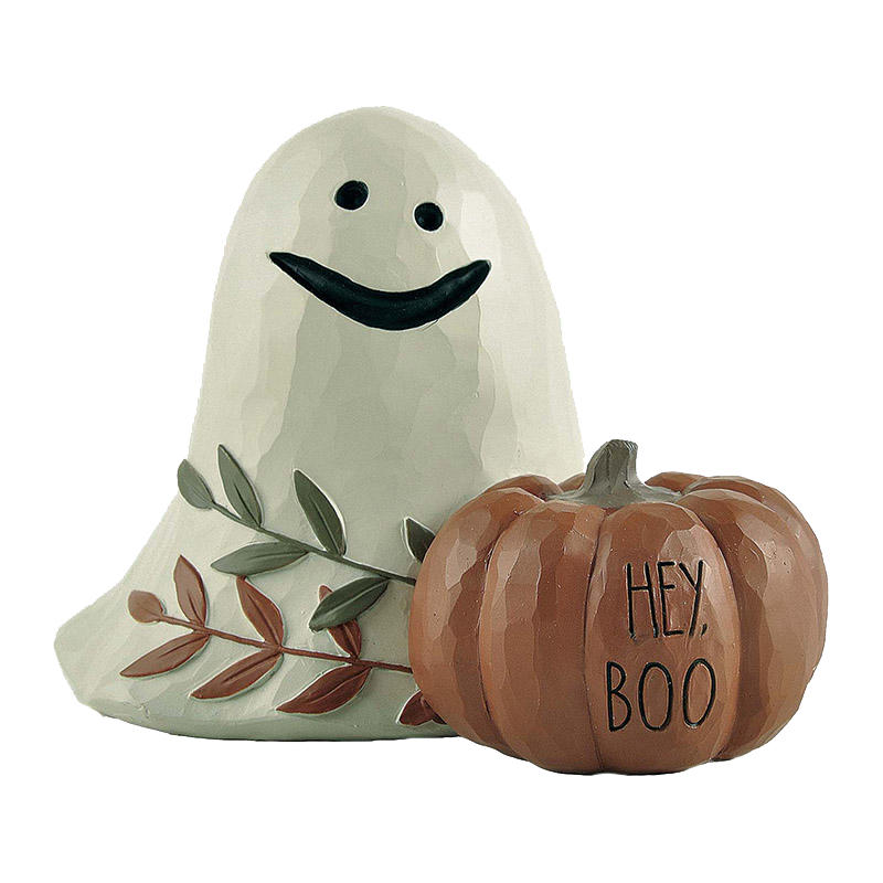 Factory Handmade Ghost and Pumpkin--Hey Boo,  With Letters, Family Decorations, Holiday Gifts 3.54'' Tall 226-13449