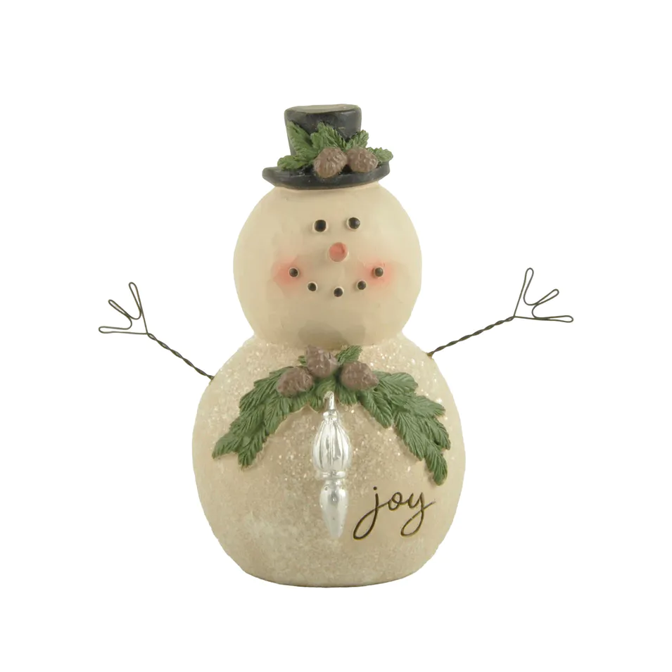 Wholesale  New Design Resin Exquisite Handmade Craft JOY SNOWMAN WITH CHRISTMAS SWAG Perfect Choice for Christmas Day 228-13424