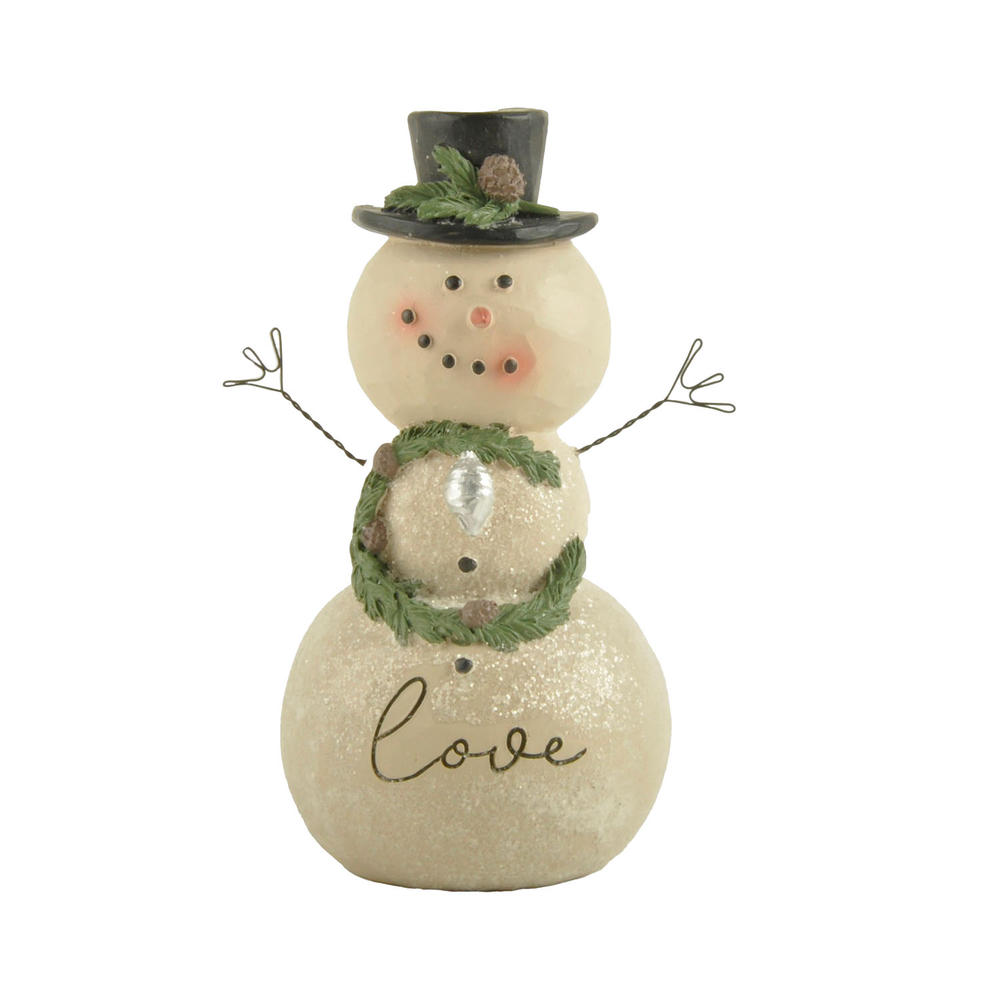 New Design Resin Exquisite Handmade CraftLOVE SNOWMAN WITH CHRISTMAS WREATH Perfect Choice for Christmas Day 228-13425