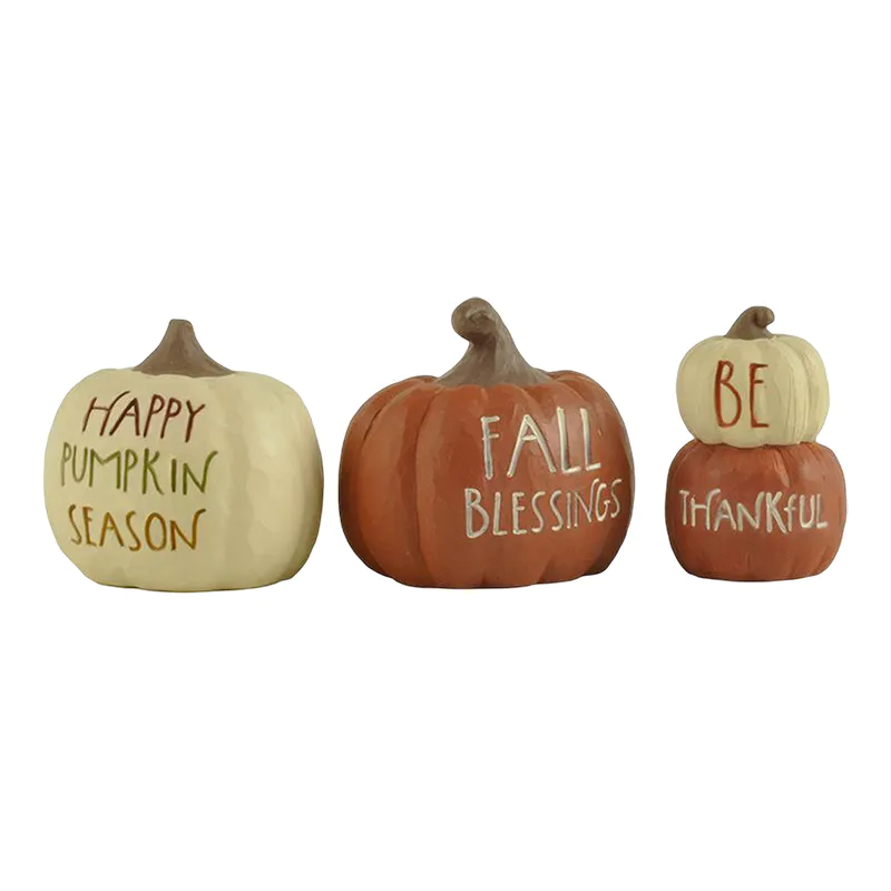 2022 Hot-Selling Fall Decorations, 3 set pumpkins with fall sayings 1.77'' Tall, Tabletop Decorations.