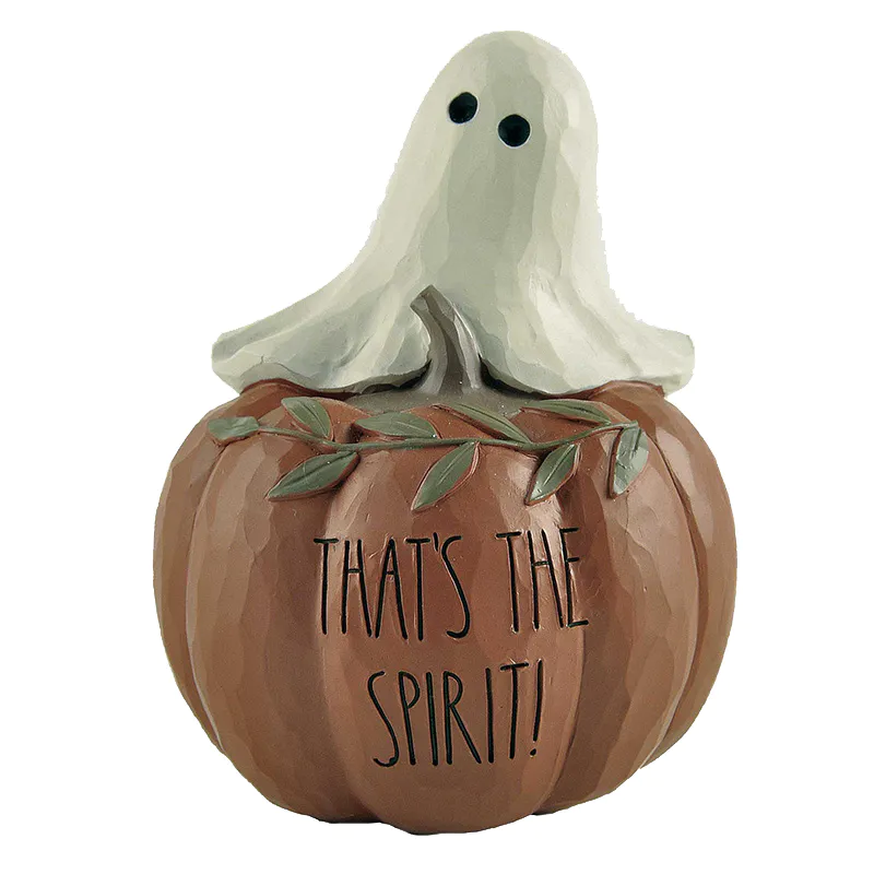 Factory Direct Supply Resin Decoration The Spirit Pumpkin and Ghost Figurine, Seasonal Gifts, Holiday Gifts With Letters 3.66'' Tall 226-13451