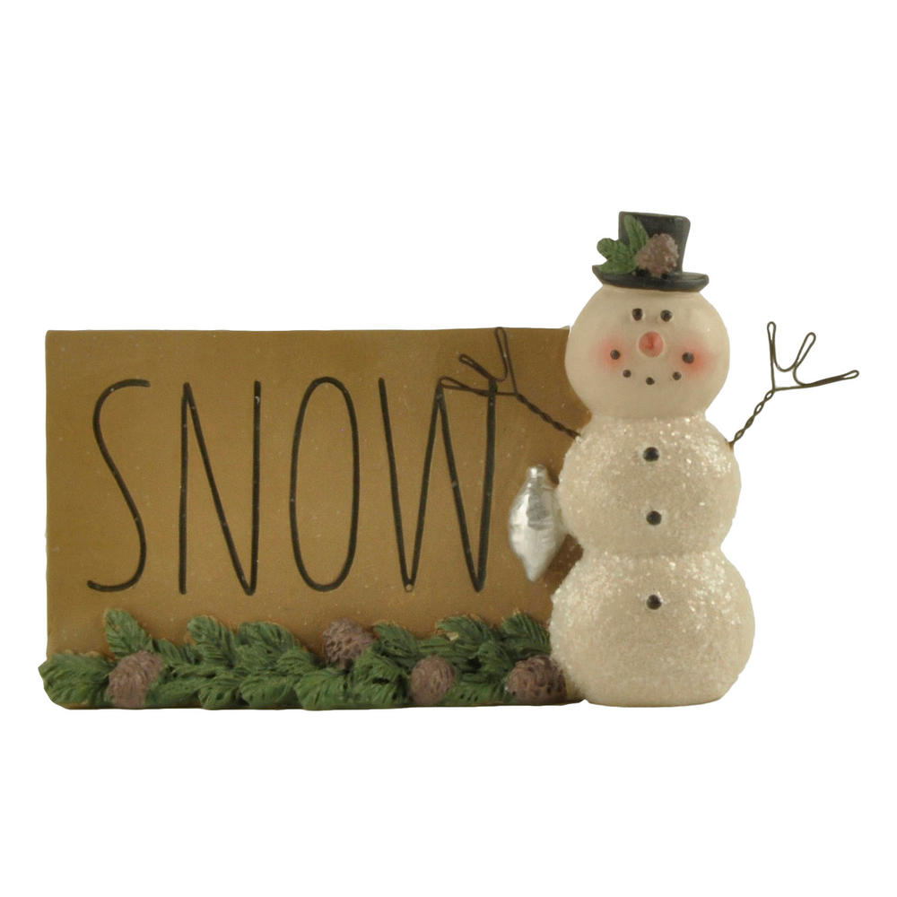 New Design Resin Exquisite Handmade Craft SNOW SNOWMAN PLAQUE WITH CHRISTMAS GREENS 228-13427