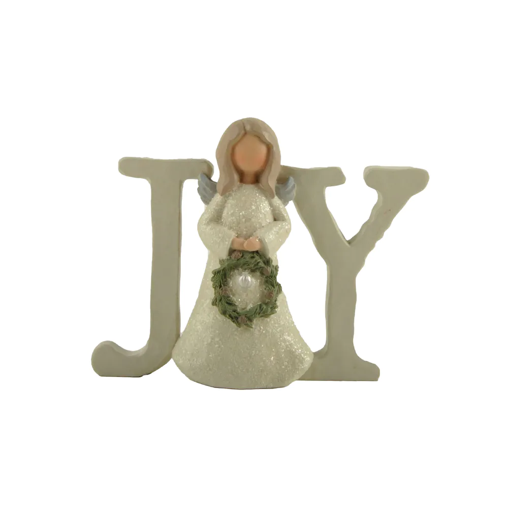 Factory Handmade Exquisite Handmade Craft JOY CHRISTMAS ANGEL WITH WREATH Perfect Choice for Home Decoration 228-13428
