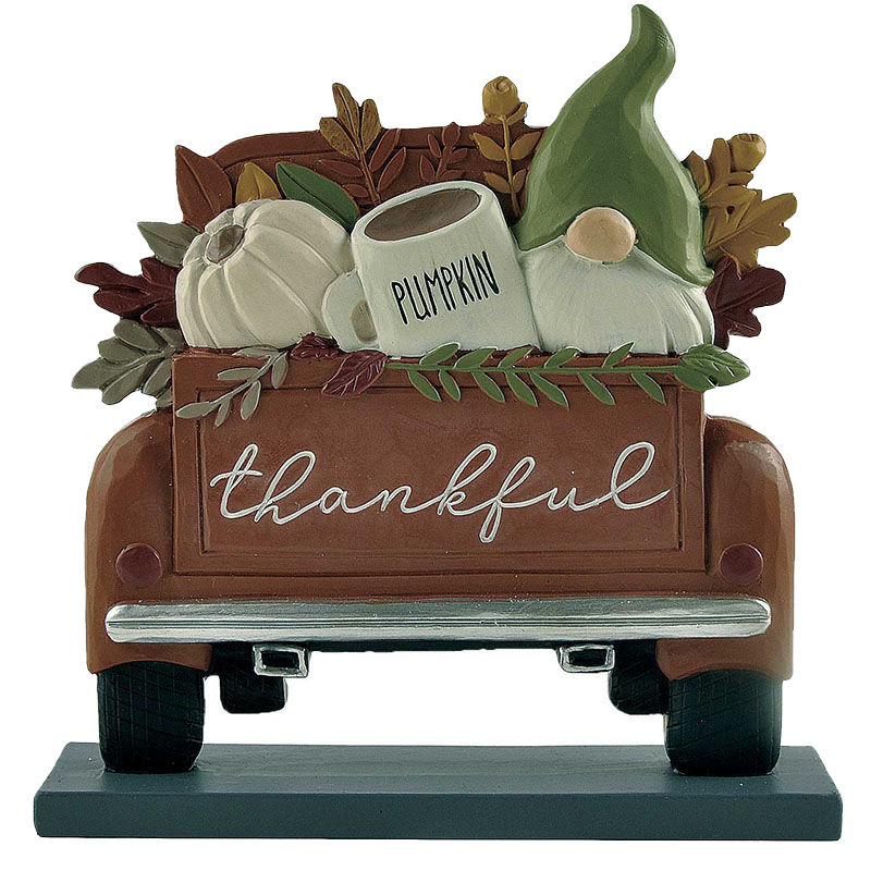 Thankful Gnome Truck Figurine The Room is Decorated with Letters and Dwarfs Halloween 4.57'' Tall 226-13458