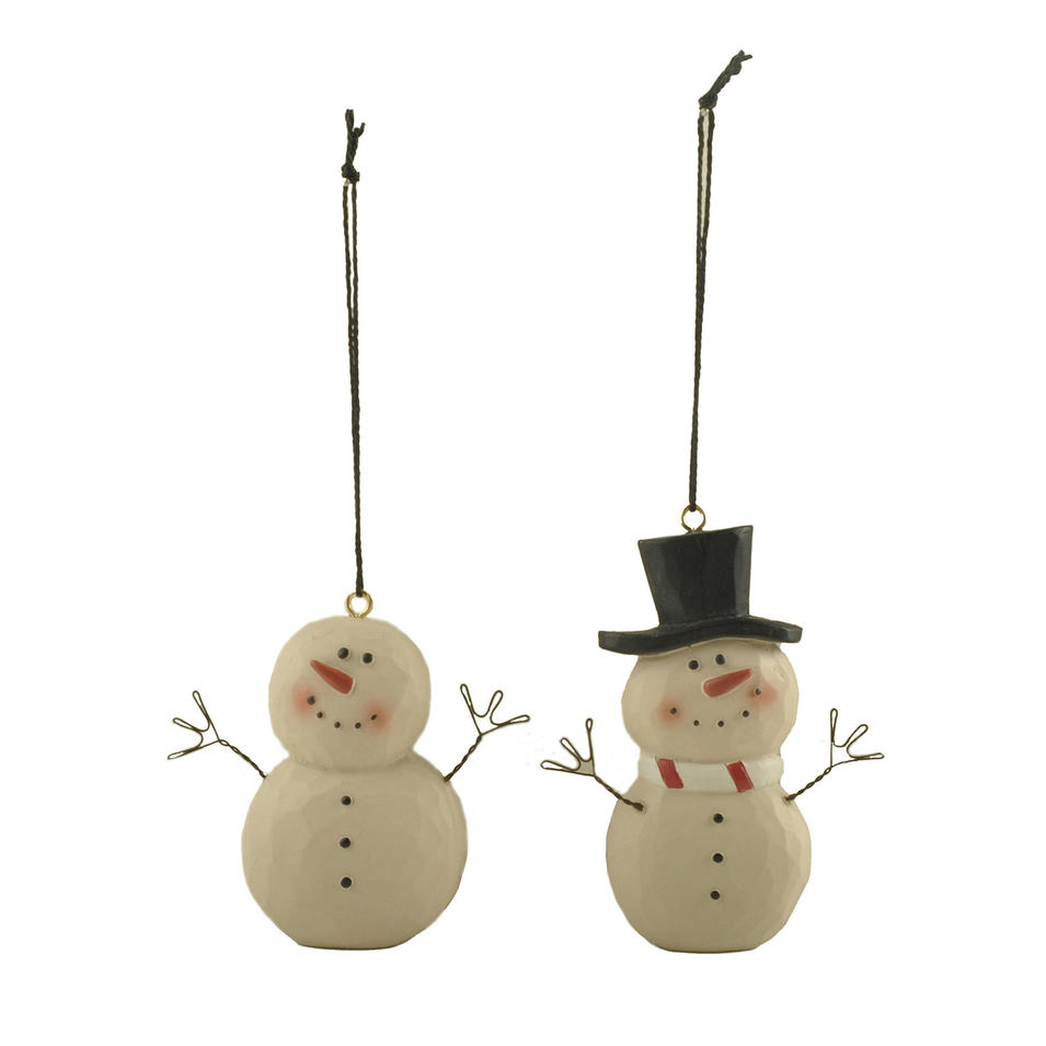 Cost-effective Resin Snowmen Figurines 3.46 Inch Tall S/2 Snowmen Ornament for Christmas  228-52067