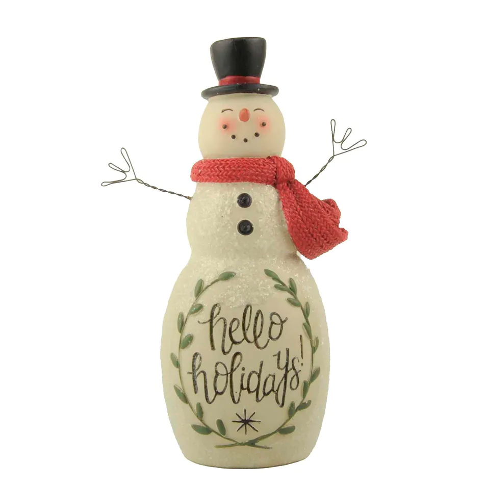 Factory Wholesale Cozy Christmas Hello Holidays Snowman With Wreath Winter Tabletop Decor for Indoor Home Kitchen Fireplace Office Room Xmas Party Gifts228-13493