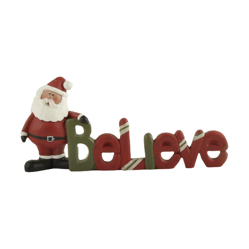 Wholesale Christmas Decorations, Believe Message Block with Santa 2.95'', Tabletop Decorations. 228-13545