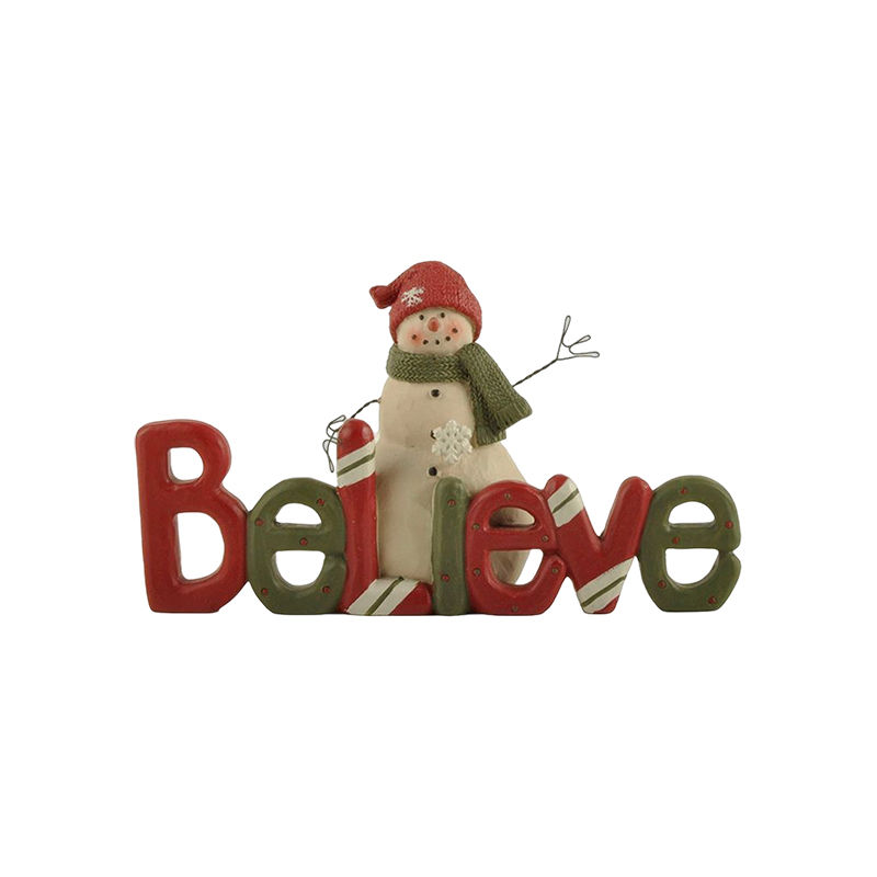 Amazon Hot Sale Fall Decorations, Believe Message Block with Christmas Snowman, Tabletop Decorations. 228-13546