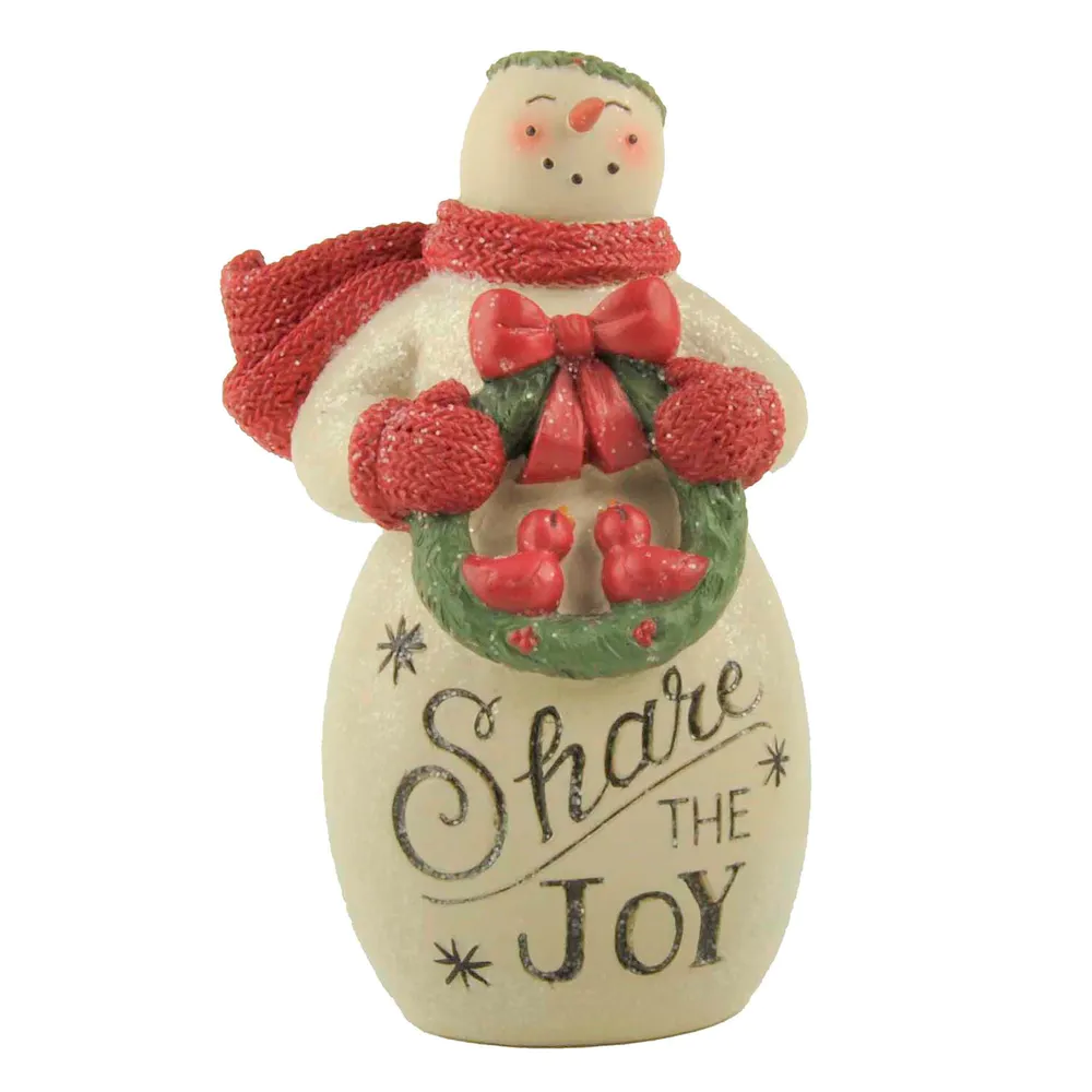 New Design Christmas Czoy Christmas Share The Joy Snowman With Wreath Figurine Resin Snowman Figure Holiday Desktop Decoration for Xmas Home Party Decoration228-13496
