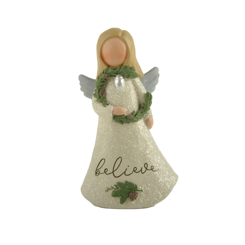 Customized Products Exquisite Handmade Craft BELIEVE CHRISTMAS ANGEL WITH GREENERY SWAG Perfect Choice for Home Decoration  228-13433
