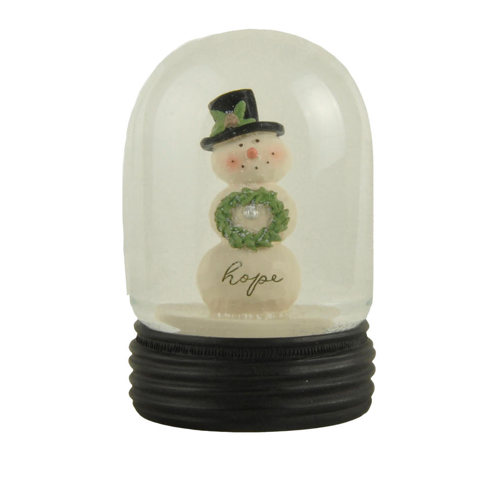 Wholesale Resin Snowman Figurine SNOW GLOBE WITH SNOWMAN HOLDING CHRISTMAS WREATH  Snowglobe Statue for Christmas Day