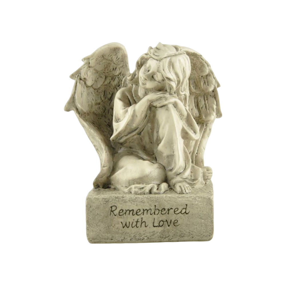 Praying Angel Statue-Guardian Angel Figurines, Resin White Wings Angel Statue Memorial Cherub Sculpture for Home Table Living Room Bedroom Decor Figurine Religious Spirituality Memorial Gift,3.74