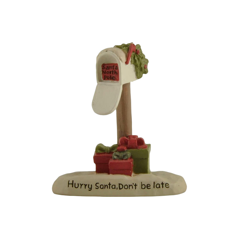 New Design Winter Decorations, 3.07'' Mailbox with Christmas Greens & Presents Figurine, Tabletop Decorations.