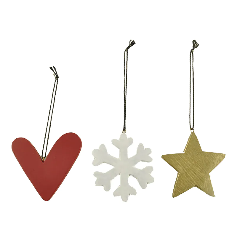 Factory Direct Supply 3 Gold Snowflake Star Heart Ornament Christmas Decoration Holiday Gifts 2.56'' Tall 218-50066