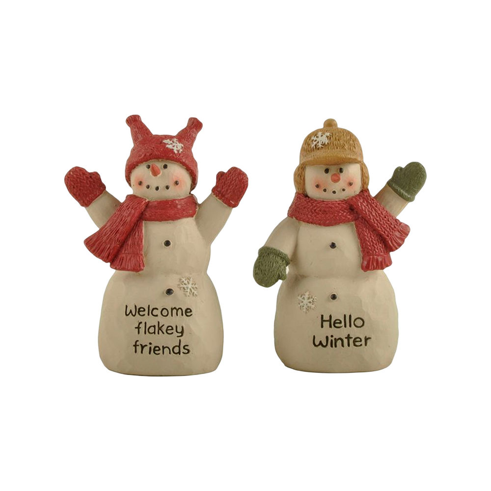 Customized Winter Decorations, 3.03'' S/2 Christmas Snowmen, Tabletop Decorations.228-13551