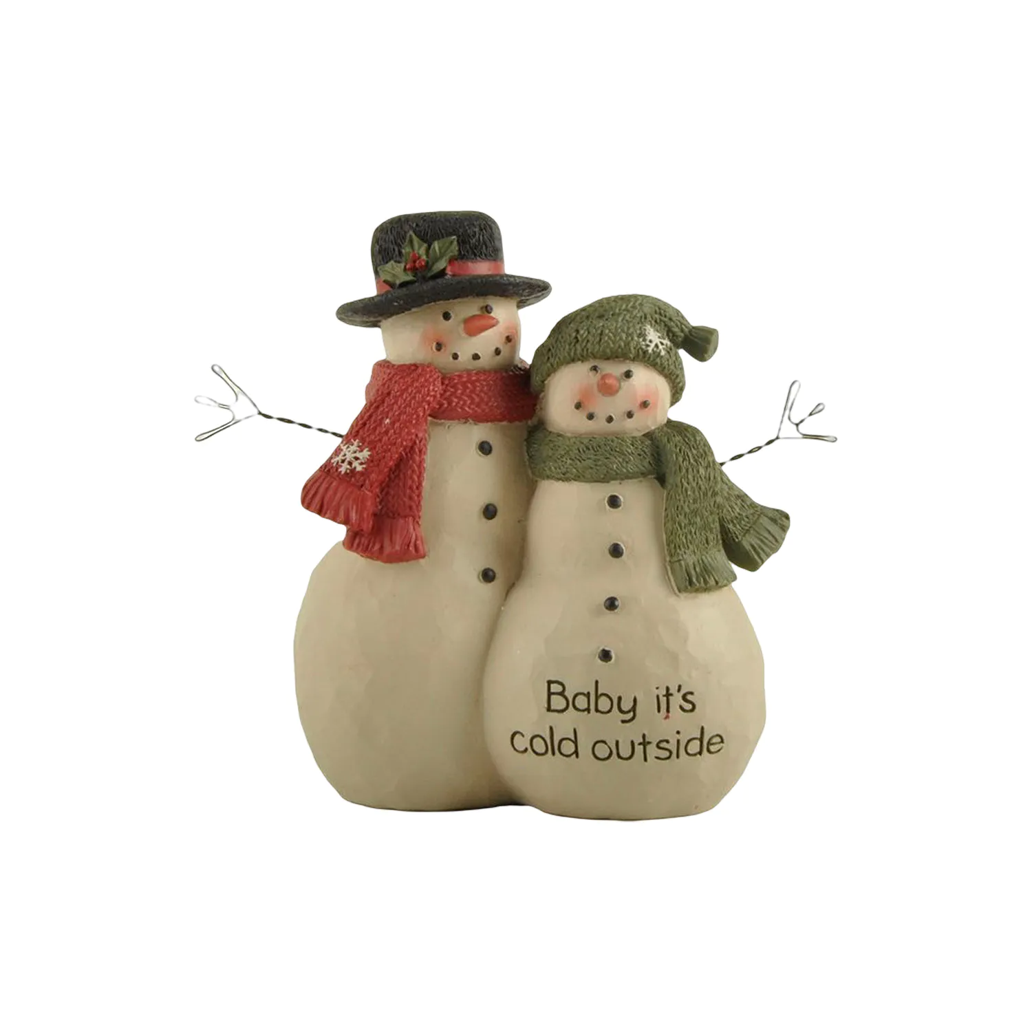 Figurine Manufacturers Winter Decorations, 4.02'' Snowman Couple with Hats, Tabletop Decorations.228-13552
