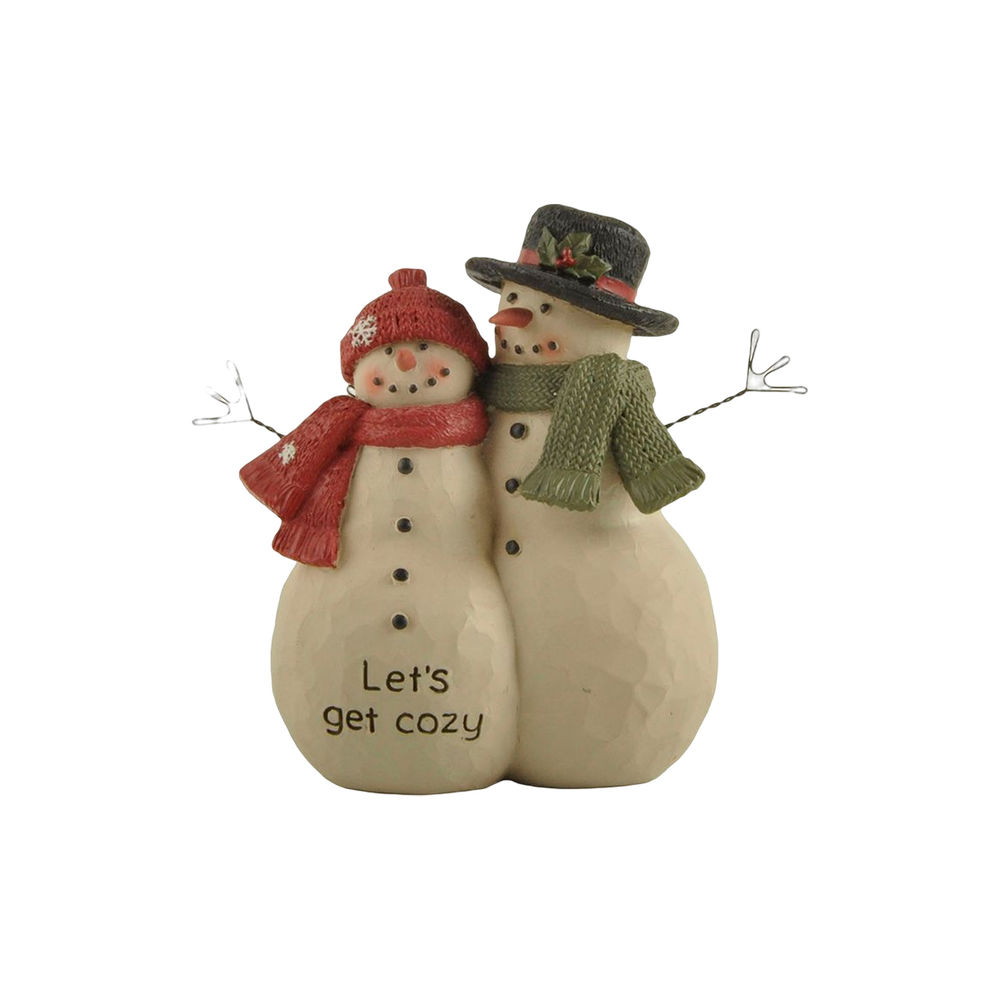 2023 New Design Winter Decorations,4.06''Let's Get Cozy Christmas Snowcouple, Tabletop Decorations.228-13553
