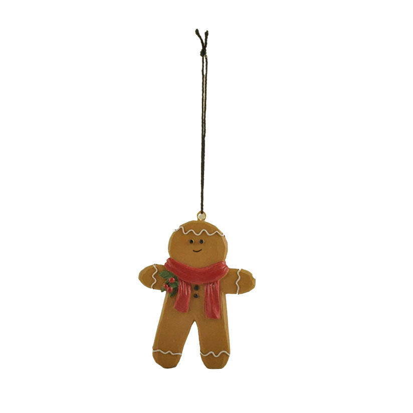 Factory Handmade Gingerbread Man With Red Scarf Ornament Christmas Tree Pendant Room Decoration Gift 3.39'' Tall 228-52085