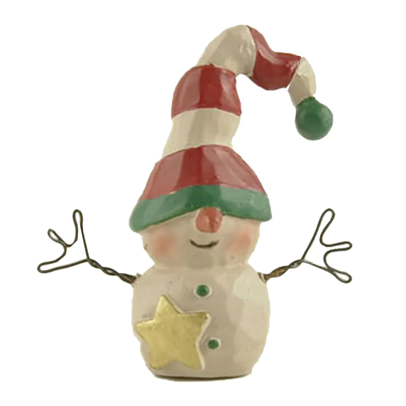 Factory Handmade Mini Snowman Hat Christmas Snowman Decorated Gifts with Stars 1.57'' Tall 218-13114