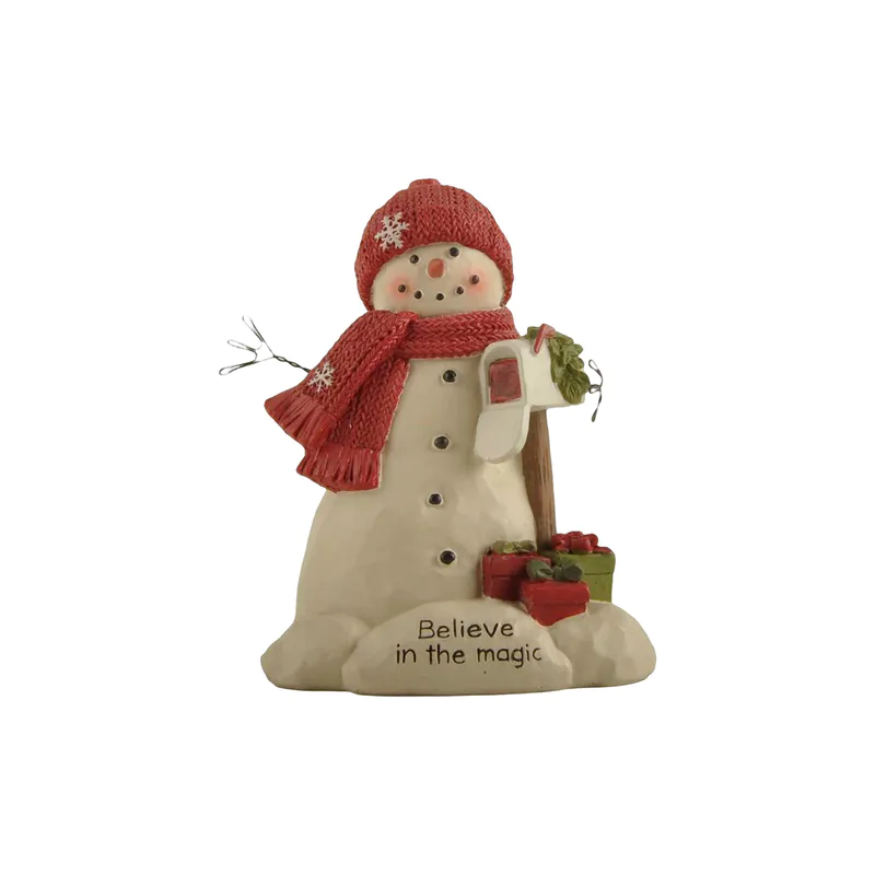 Amazon Hot Sale Winter Decorations, Believe in the Magic Christmas Snowman with Mailbox 4.09'' Tall, Tabletop Decorations.228-13555