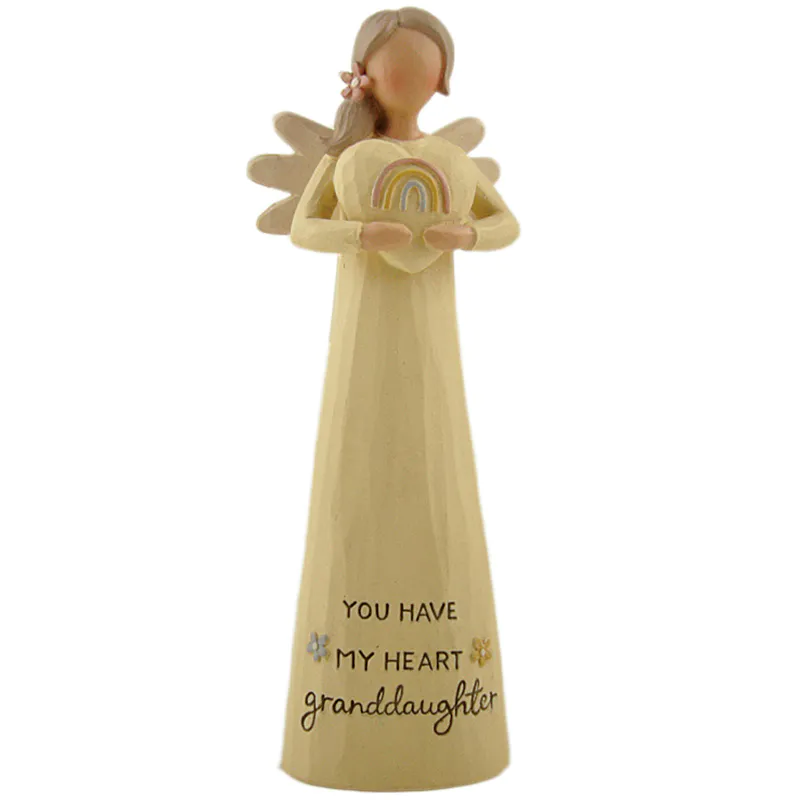 Ennas New Arrivals Resin Angel Crafts Bright Blessings Angel - Granddaughter w Heart for Home Decor 231-13583