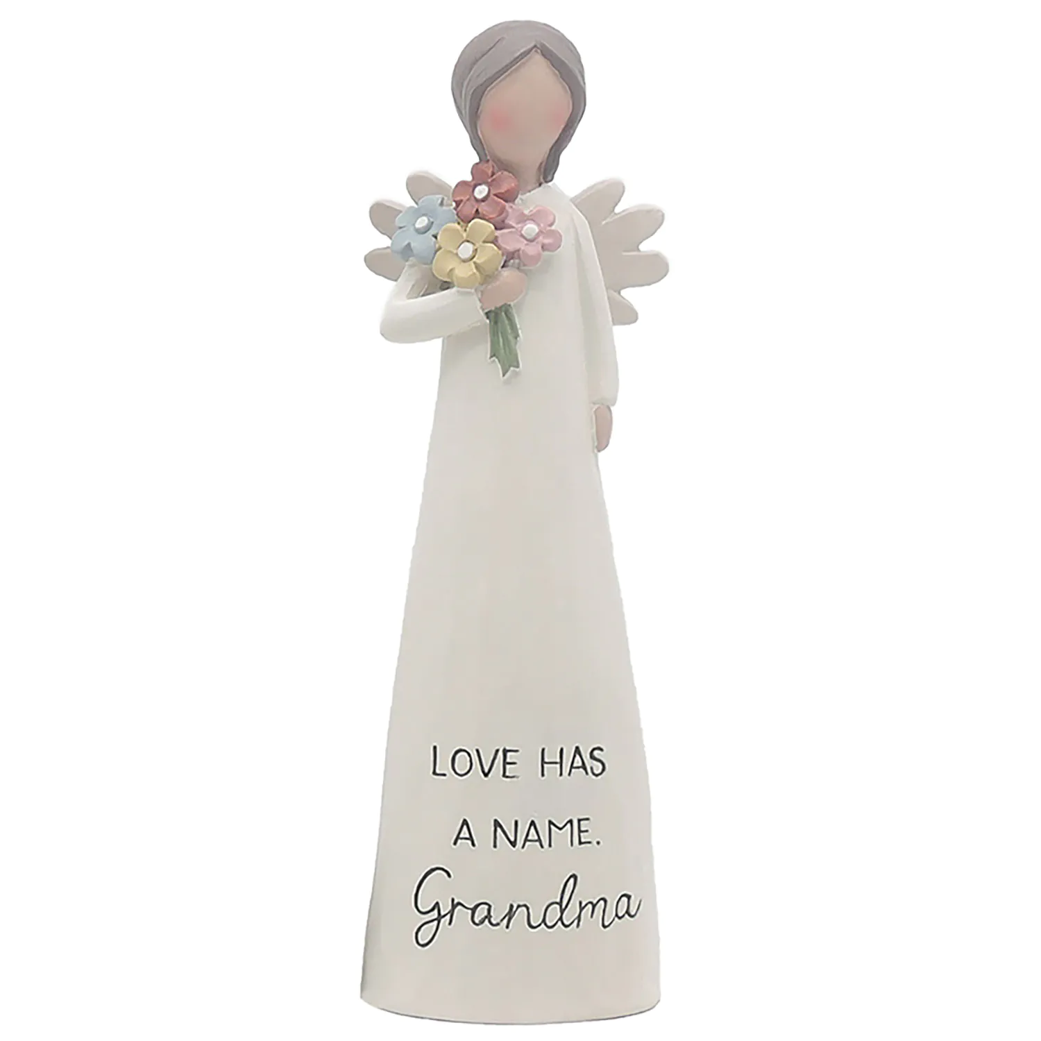 Ennas Factory Handmade Resin Angel Crafts Bright Blessings Angel Statue w flowers- Grandma for Birthday Gift 231-13584