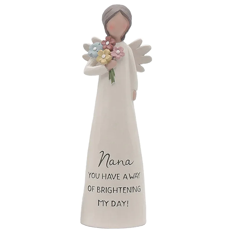 Factory Handmade Resin Angel Figurines Bright Blessings Angel Crafts w Flowers - NANA for Home Decor  231-13585