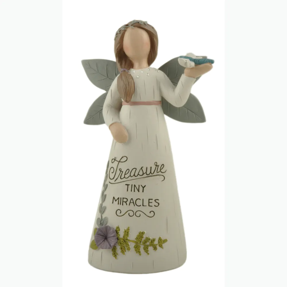 Poly resin Sculpted Hand Painted Angel With Dragonfly Figure Resin Angel Statue231-13642