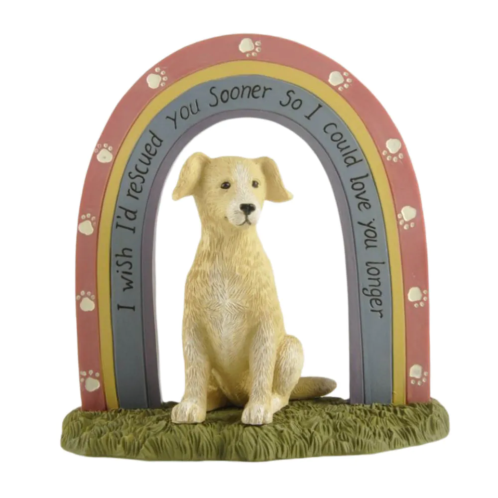 2023 Factory Handmade Resin Craft Dog Under Rainbow Door Custom Figurine Manufacturer231-13650