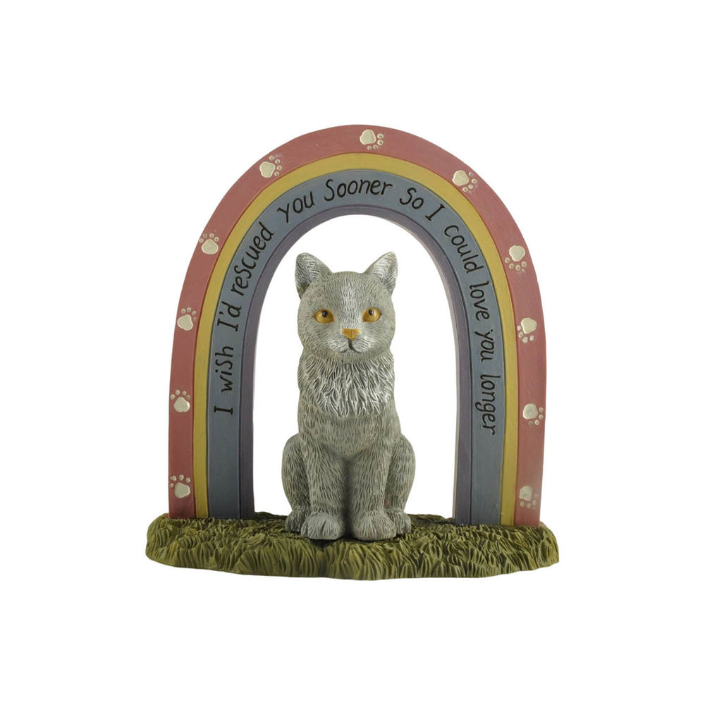 Factory Direct Resin Animal Figurine Cat Under Rainbow Door For Spring Gifts231-13656