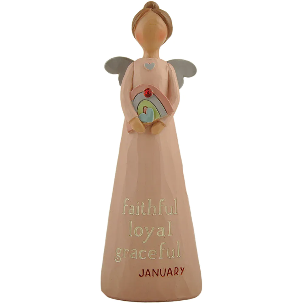 New Design Resin Birthstone Angel Craft January Angel w Rainbow for Birthday Gift 231-13598