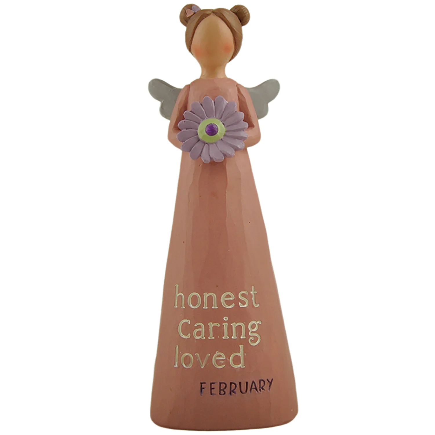 Figurine Handmade Resin Birthstone Crafts February Angel w Purple Flower for Birthdat Gift 231-13599